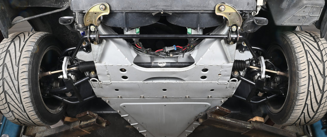 DeLorean lower control arm system showcasing SICArm upgrade with improved suspension performance.